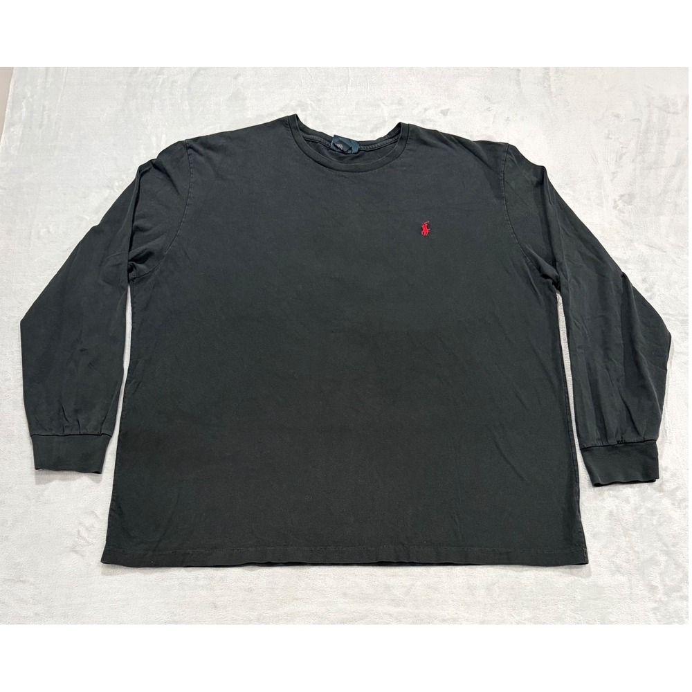 Polo Ralph Lauren Mens Long Sleeve Tshirt XXL Black Crewneck Minimalist